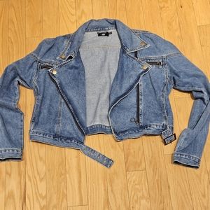 Boohoo denim moto jacket